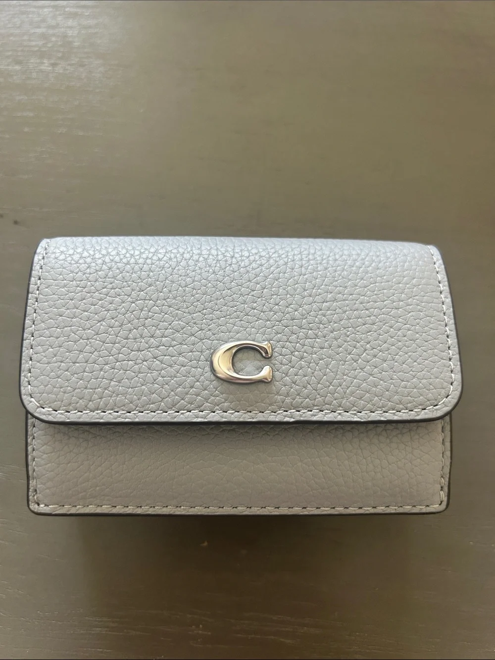 Coach Pebbled Leather Small Wallet - Light Silver